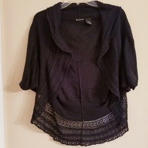 New Directions Black Knit Short-Sleeve Wrap